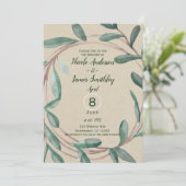 Rustikale Kraft Botanische Keilleder Hochzeit Einladung (Stehend Vorderseite)