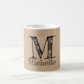 Rustikale Kraft-Braunpapier-Optik-Monogramm Kaffeetasse (Mittel)