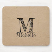 Rustikale Kraft-Braunpapier-Optik-Monogramm Mousepad (Vorne)