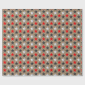 Rustikale Kraft Bright Black Red Silver Stars Geschenkpapier (Flach)