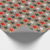 Rustikale Kraft Bright Black Red Silver Stars Geschenkpapier (Ecke)