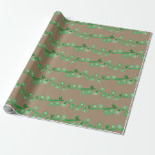 Rustikale Kraft Bright Green Christmas String Ligh Geschenkpapier (Ungerollt)