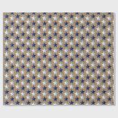 Rustikale Kraft Bright Navy Blue Silver Stars Geschenkpapier (Flach)