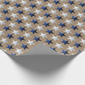 Rustikale Kraft Bright Navy Blue Silver Stars Geschenkpapier (Ecke)