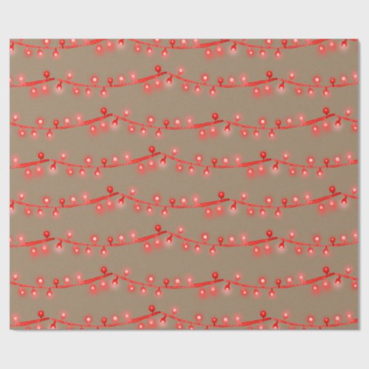 Rustikale Kraft Bright Red Christmas String Lights Geschenkpapier (Flach)