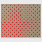 Rustikale Kraft-Bright Red Stars Geschenkpapier (Flach)