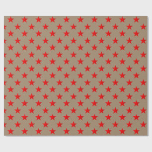 Rustikale Kraft-Bright Red Stars Geschenkpapier