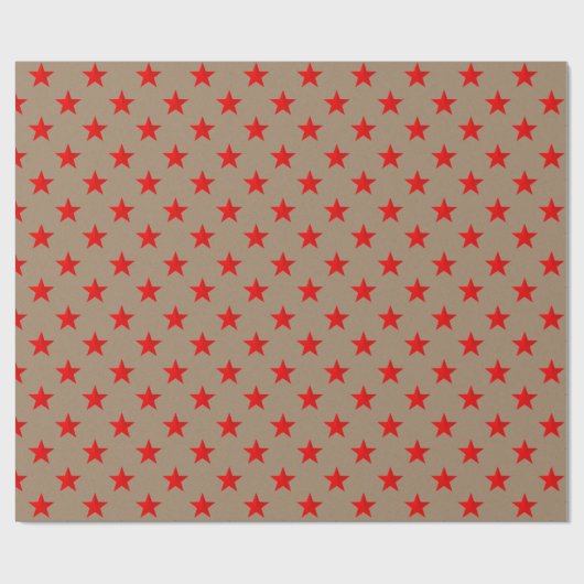 Rustikale Kraft-Bright Red Stars Geschenkpapier (Flach)
