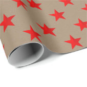Rustikale Kraft-Bright Red Stars Geschenkpapier (Rolleneckpunkt)