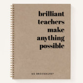 Rustikale Kraft brillante Lehrerin Retro Quote Art Notizblock (Vorderseite)
