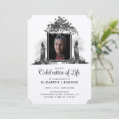 Rustikale Kraft Candles Foto Celebration of Life Einladung (Stehend Vorderseite)