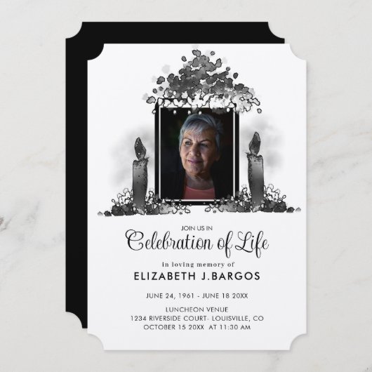 Rustikale Kraft Candles Foto Celebration of Life Einladung (Vorne/Hinten)