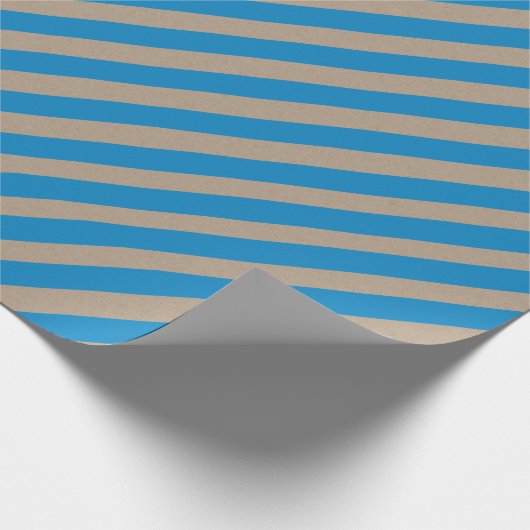 Rustikale Kraft Capri Blauer Streifen Urlaub Geschenkpapier (Ecke)