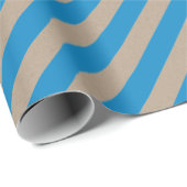 Rustikale Kraft Capri Blauer Streifen Urlaub Geschenkpapier (Rolleneckpunkt)