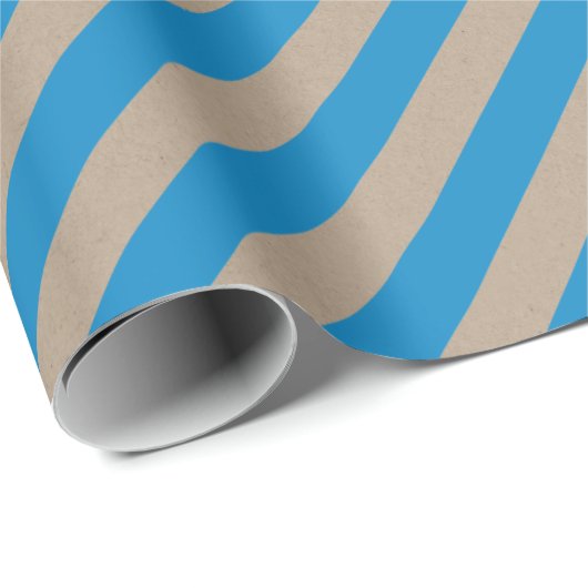 Rustikale Kraft Capri Blauer Streifen Urlaub Geschenkpapier (Rolleneckpunkt)