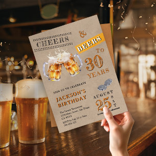 Rustikale Kraft Cheers & Biere jeden Geburtstag Einladung