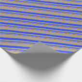 Rustikale Kraft Cobalt Blue Stripes Holiday Geschenkpapier (Ecke)