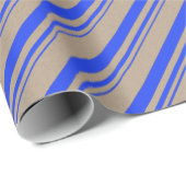 Rustikale Kraft Cobalt Blue Stripes Holiday Geschenkpapier (Rolleneckpunkt)