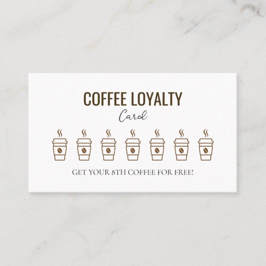 Rustikale Kraft Coffee Cups Kaffee Loyalty Card Visitenkarte (Vorderseite)