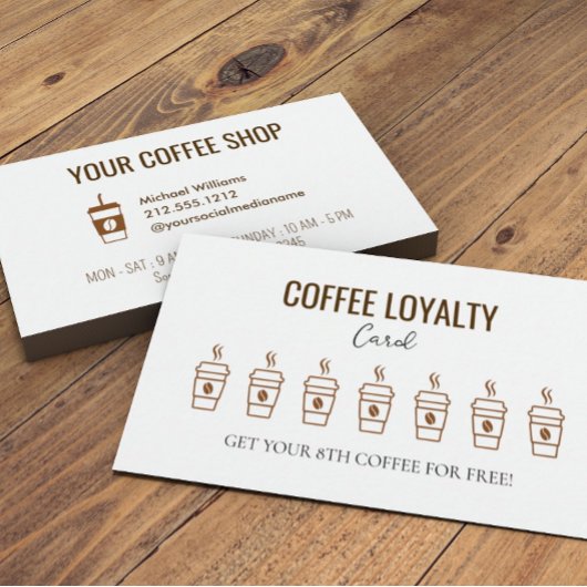 Rustikale Kraft Coffee Cups Kaffee Loyalty Card Visitenkarte