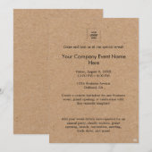 Rustikale Kraft Corporate Event Branding Design Einladung (Vorne/Hinten)