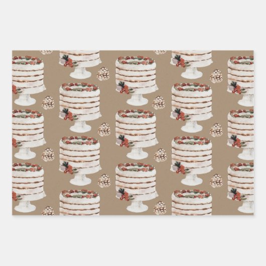 Rustikale Kraft Cranberry Loaf & Christmas Cakes Geschenkpapier Set (Vorderseite 2)