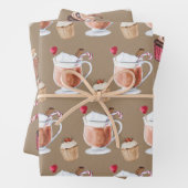 Rustikale Kraft Cupcakes Kakao und Lattes Geschenkpapier Set (Beispiel)
