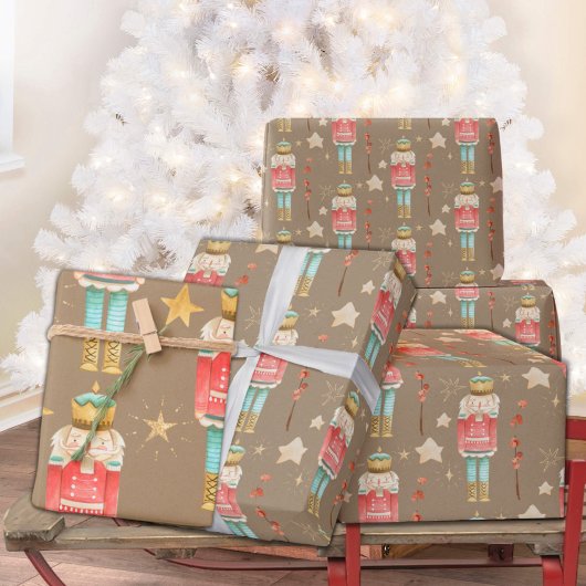 Rustikale Kraft Der weihnachtliche Nutcracker Geschenkpapier