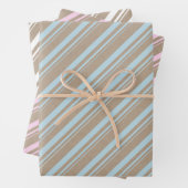 Rustikale Kraft Dusty Blue Pink White Candy Stripe Geschenkpapier Set (Beispiel)