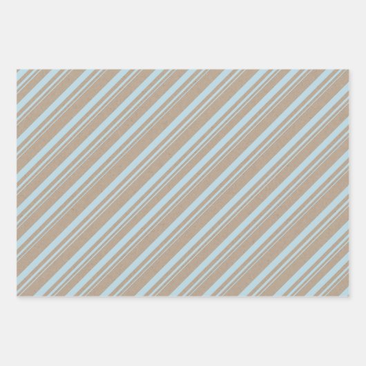 Rustikale Kraft Dusty Blue Pink White Candy Stripe Geschenkpapier Set (Vorderseite)