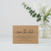 Rustikale Kraft Einfache Schrift Save the Date Begleitkarte (Stehend Vorderseite)