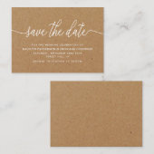 Rustikale Kraft Einfache Schrift Save the Date Begleitkarte (Vorne/Hinten)
