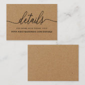 Rustikale Kraft Einfache Skriptdetails Begleitkarte (Vorne/Hinten)