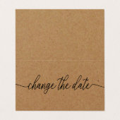 Rustikale Kraft Einfache Skripte ändern die Datums Visitenkarten (Außenseite Aufgefaltet)
