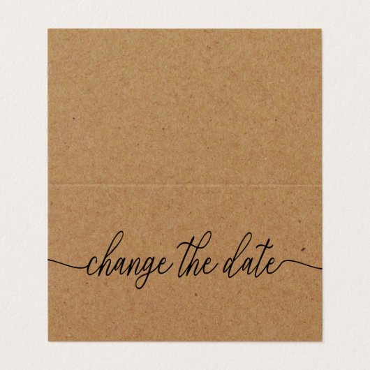 Rustikale Kraft Einfache Skripte ändern die Datums Visitenkarten (Außenseite Aufgefaltet)