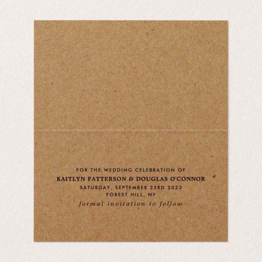 Rustikale Kraft Einfache Skripte ändern die Datums Visitenkarten (Innenseite Aufgefaltet)