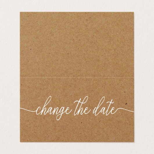 Rustikale Kraft Einfache Skripte ändern die Datums Visitenkarten (Außenseite Aufgefaltet)