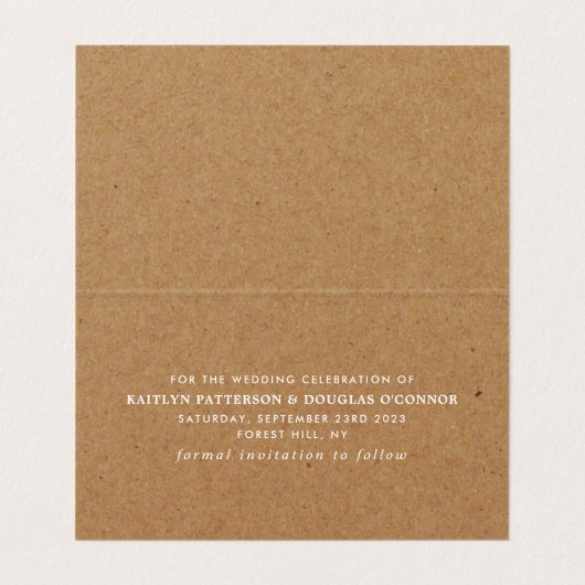 Rustikale Kraft Einfache Skripte ändern die Datums Visitenkarten (Innenseite Aufgefaltet)