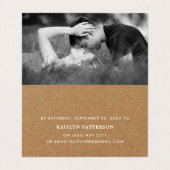 Rustikale Kraft Einfaches Skript mit Foto-RSVP-Kar Visitenkarten (Innenseite Aufgefaltet)