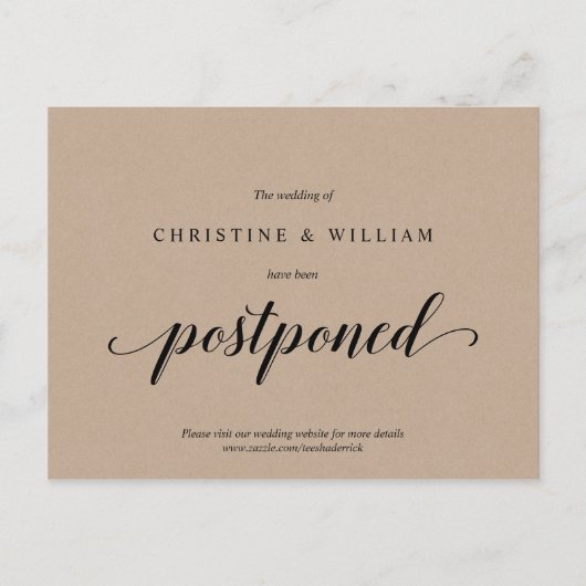 Rustikale Kraft, Einladung zur Hochzeit aufgeschob Postkarte (Vorderseite)