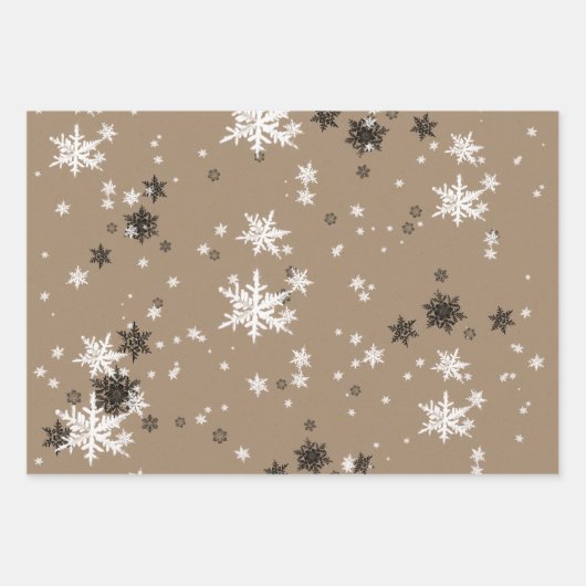 Rustikale Kraft Elegant Gold Silber Weiße Schneefl Geschenkpapier Set (Vorderseite 3)