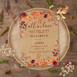 Rustikale Kraft Fall Autumnal Floral Wedding Save The Date