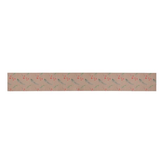 Rustikale Kraft-Farbe Winter Spruce & Berries Ripsband (Vorderseite)
