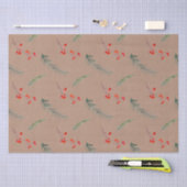 Rustikale Kraft-Farbe Winter Spruce & Berries Seidenpapier (Handwerk)