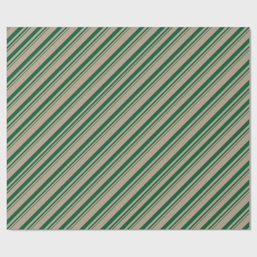 Rustikale Kraft Forest Green Candy Stripes Holiday Geschenkpapier (Flach)