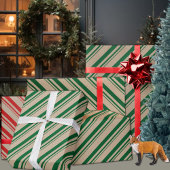 Rustikale Kraft Forest Green Candy Stripes Holiday Geschenkpapier