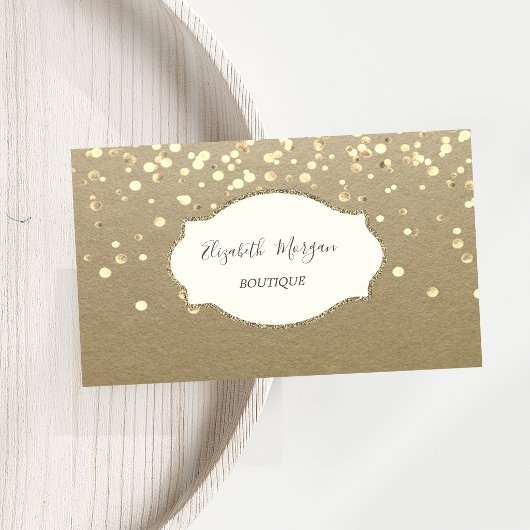Rustikale Kraft, Frame Gold Confetti Visitenkarte