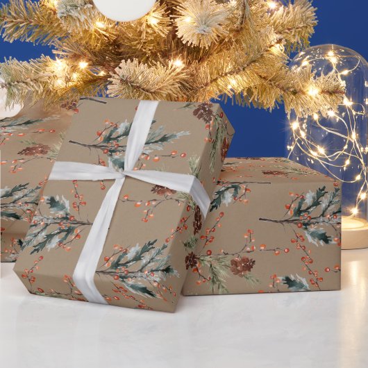 Rustikale Kraft für den Winter Geschenkpapier (Feiertage)