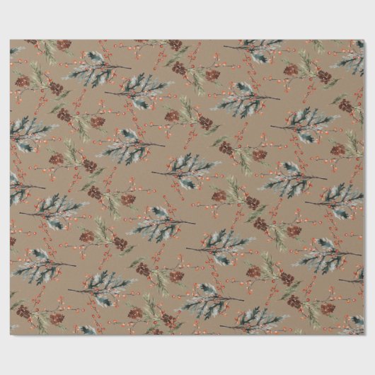 Rustikale Kraft für den Winter Geschenkpapier (Flach)