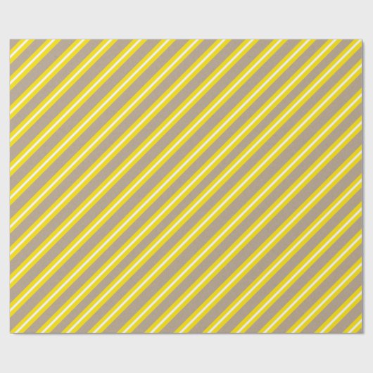 Rustikale Kraft Gelbweiße Streifen Urlaub Geschenkpapier (Flach)